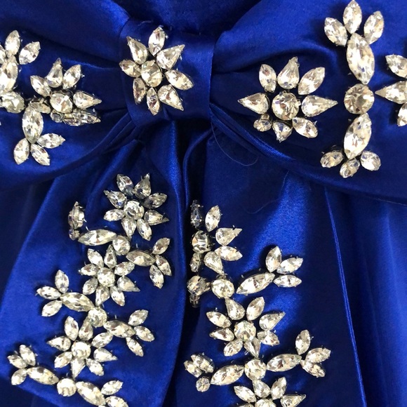 Royal Blue chiffon with train - Picture 14 of 16